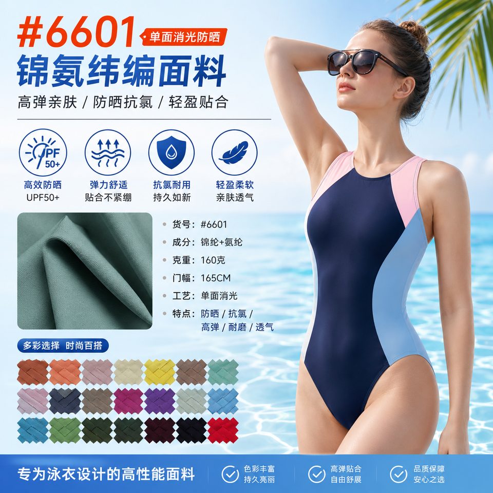6601 matte nylon spandex ice-feel sun protection fabric application reference